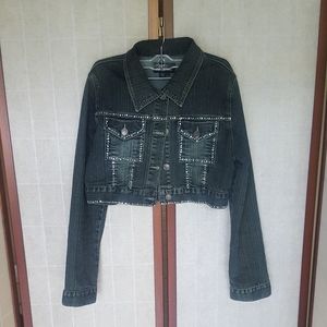 Platinum Plush Crop Denim Jacket